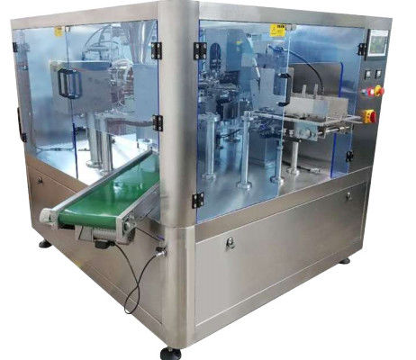 ماكينة التعبئة الدوارة للأكياس الجاهزة للاستخدام التلقائي ، وظيفة حماية الإنذار 60 كيس / دقيقة